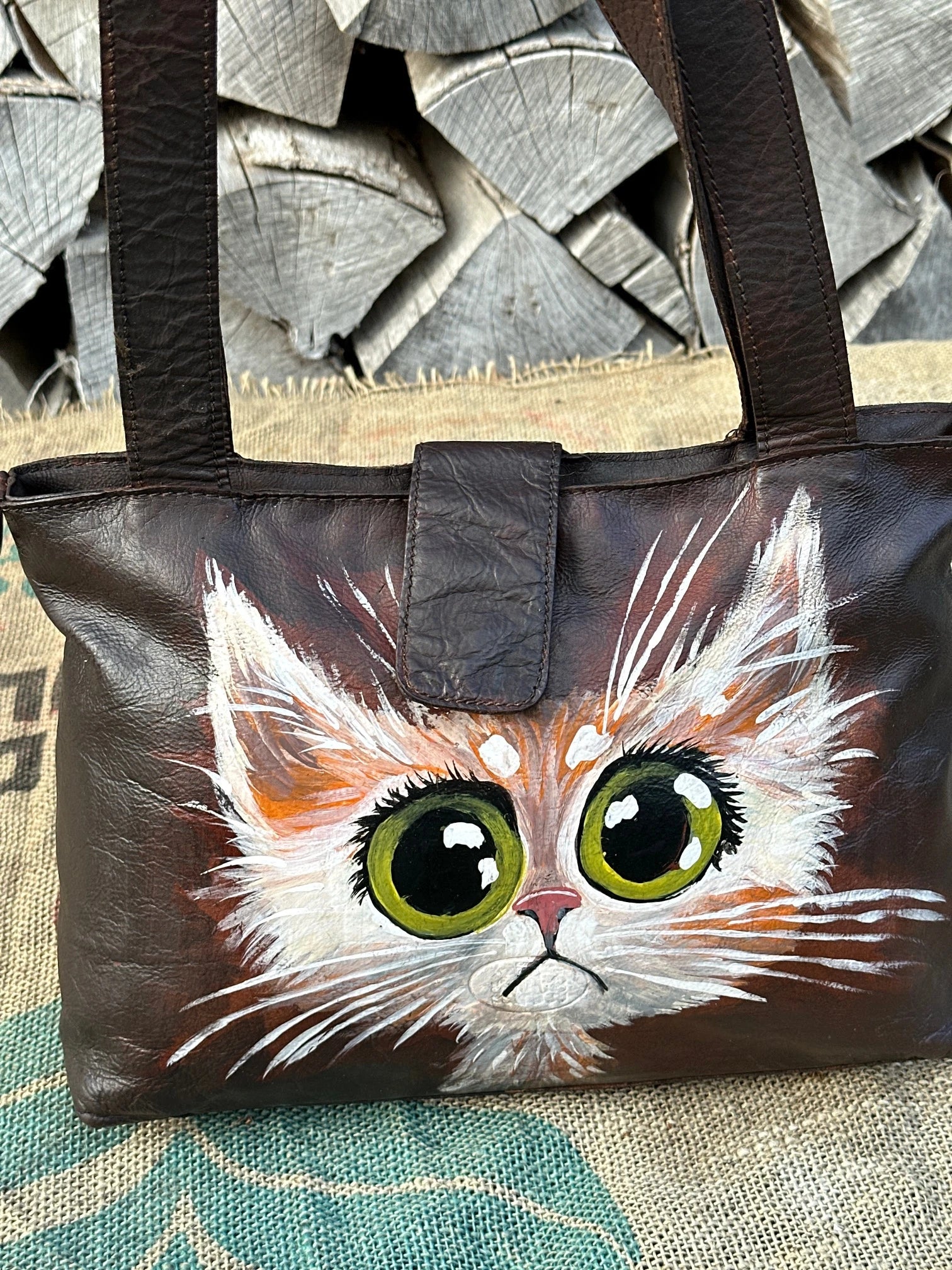 Torebka ręcznie malowana – stan idealny | 100% skóra naturalna | Autentyczna