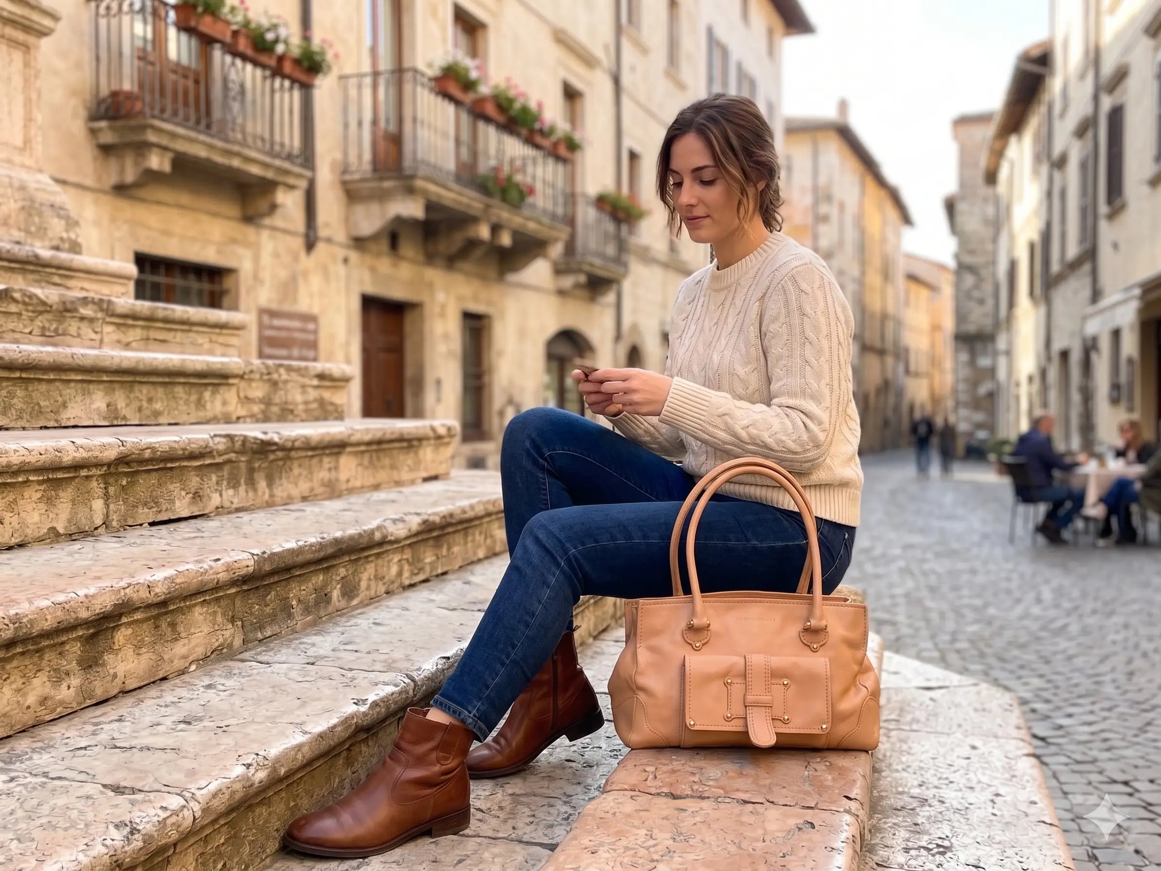 Duża Torebka Coccinelle do Ręki – Skórzana Vachetta | Stan Idealny Po Renowacji Koloru Coccinelle