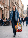 Duża torba szoperka ręcznie malowana – stan idealny | 100% skóra naturalna | Autentyczna Hand Made