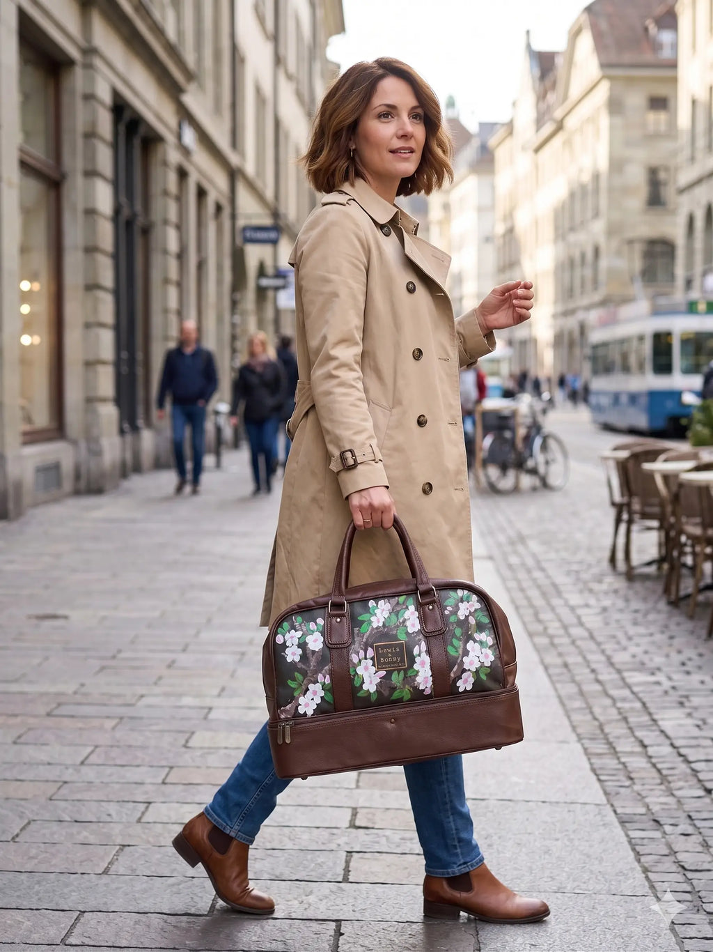 Torba Weekender Ręcznie Malowana – Skórzana 100% Oryginał | Stan Idealny Po Dwustronnej Renowacji Koloru Hand Made