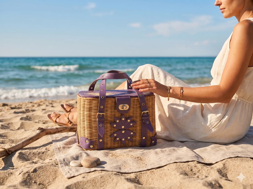 Śliwkowy Koszyk Wittchen Vintage Boho Summer Stan Bardzo Dobry wittchen