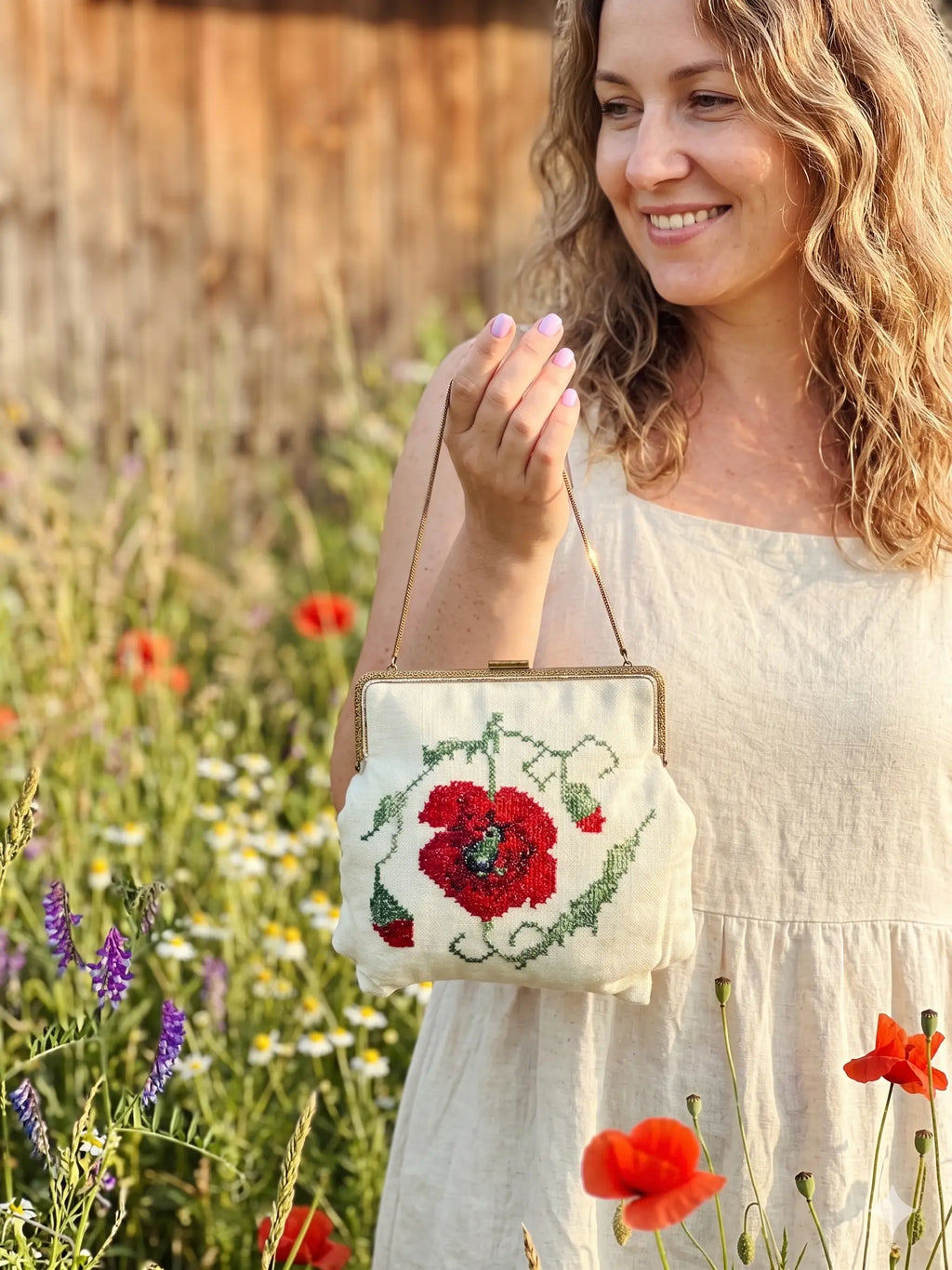 Mini Torebka na Telefon / Dokumenty / Klucze – Haft Krzyżykowy Hand Made