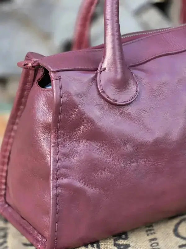 Chloé Edith – luksusowa torebka do ręki w śliwkowym kolorze | 100% skóra naturalna | po profesjonalnej renowacji - karenlike.com