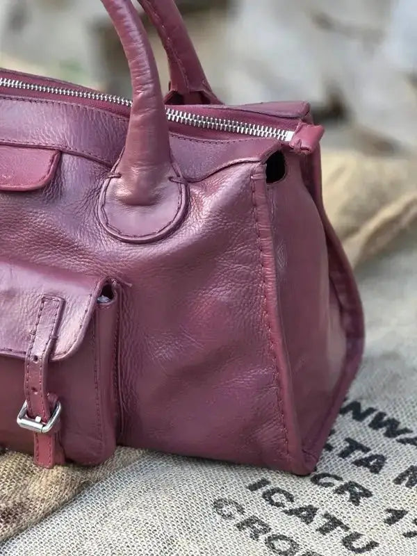Chloé Edith – luksusowa torebka do ręki w śliwkowym kolorze | 100% skóra naturalna | po profesjonalnej renowacji - karenlike.com