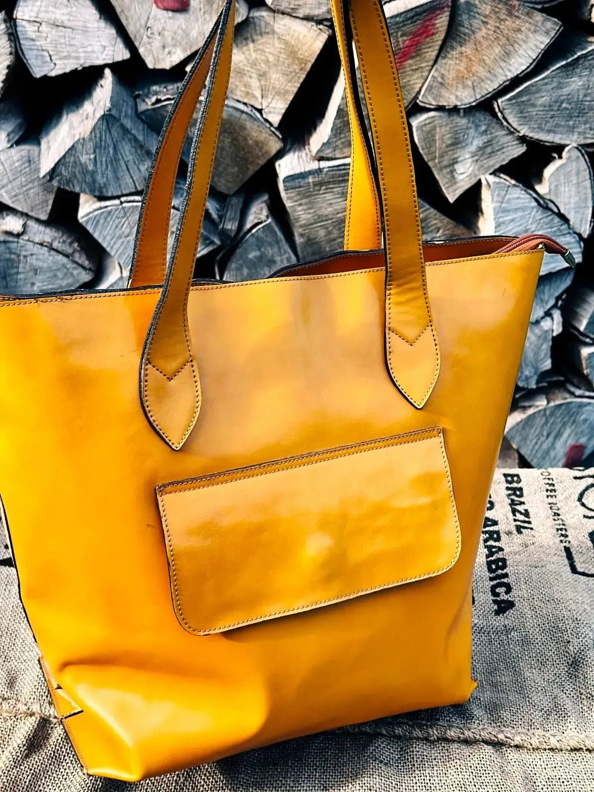 Duża torba szoperka ręcznie malowana – stan idealny | 100% skóra naturalna | Autentyczna - karenlike.com