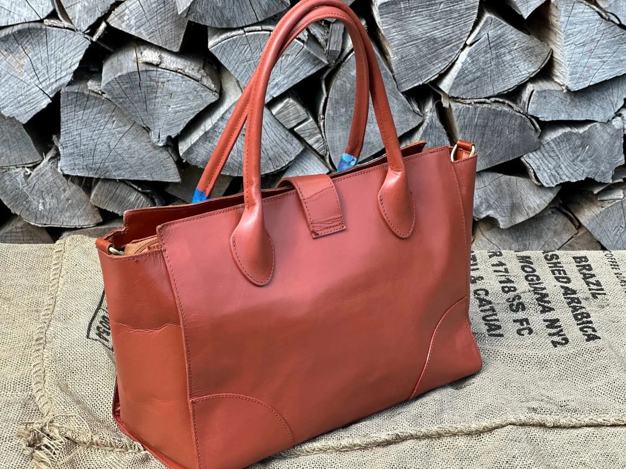 Duża torba szoperka ręcznie malowana – stan idealny | 100% skóra naturalna | Autentyczna - karenlike.com