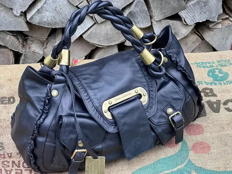 Duża torebka do ręki Dolce & Gabbana Vintage Po Renowacji Koloru i Skóry Nowa Podszewka - karenlike.com