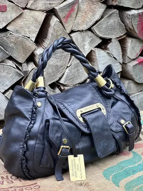 Duża torebka do ręki Dolce & Gabbana Vintage Po Renowacji Koloru i Skóry Nowa Podszewka - karenlike.com