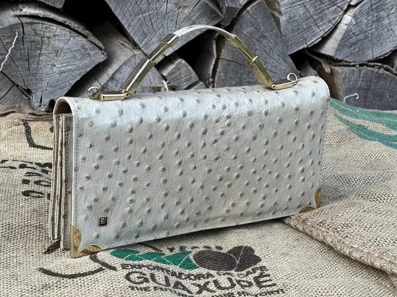 Kopertówka Pierre Cardin Vintage Lata 1990 Skóra Strusia Stan Idealny - karenlike.com