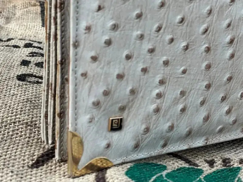 Kopertówka Pierre Cardin Vintage Lata 1990 Skóra Strusia Stan Idealny - karenlike.com