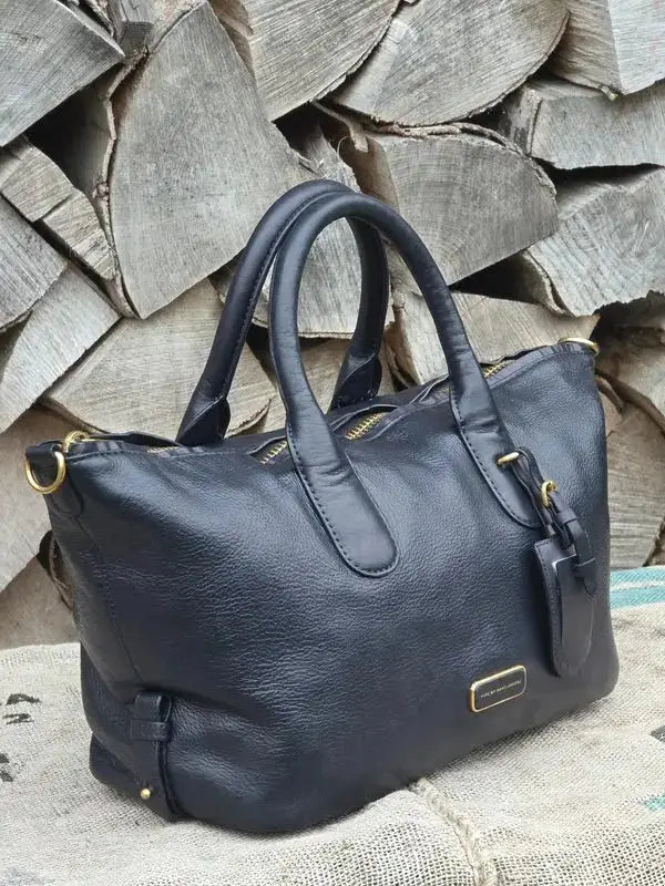 Marc Jacobs Duża skórzana torebka typu kuferek – gruba skóra jagnięca - karenlike.com