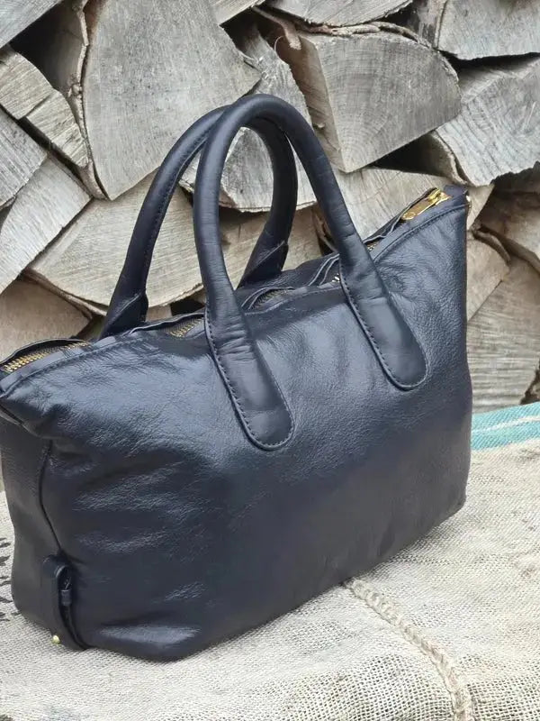 Marc Jacobs Duża skórzana torebka typu kuferek – gruba skóra jagnięca - karenlike.com