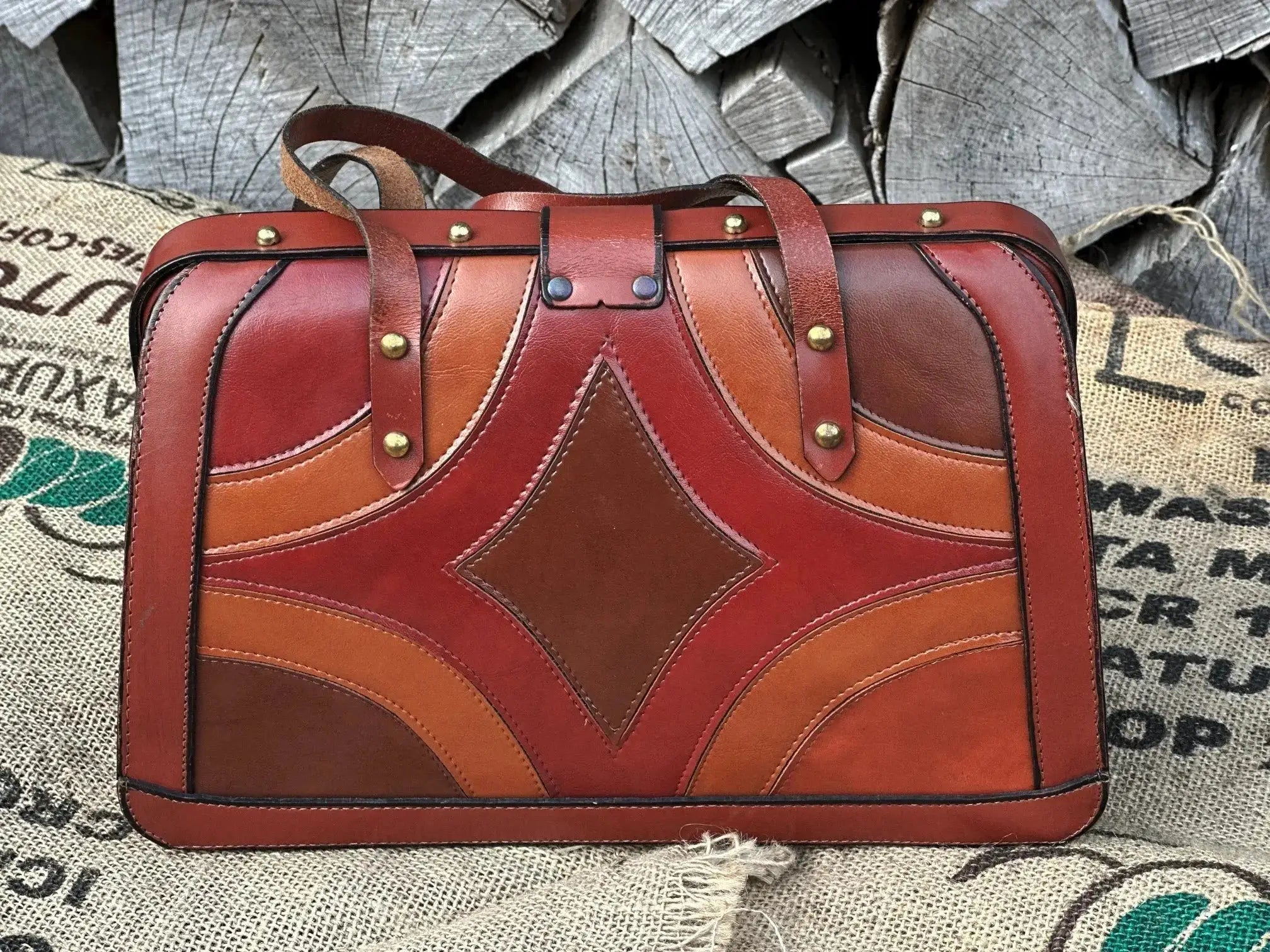 Patchworkowy Retro Kuferek Angielski Vintage lata 1960/1970 - karenlike.com