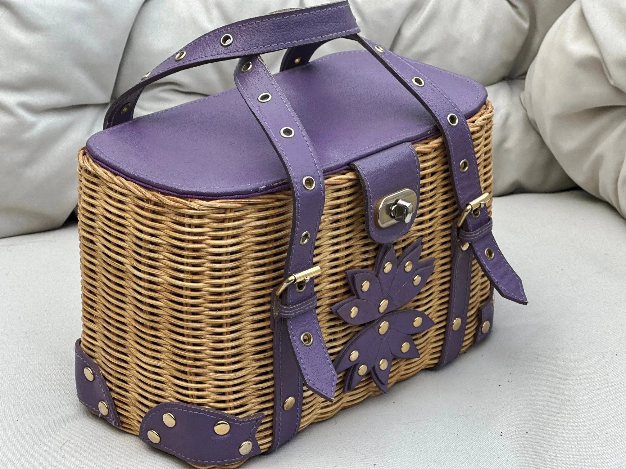 Śliwkowy Koszyk Wittchen Vintage Boho Summer Stan Bardzo Dobry - karenlike.com