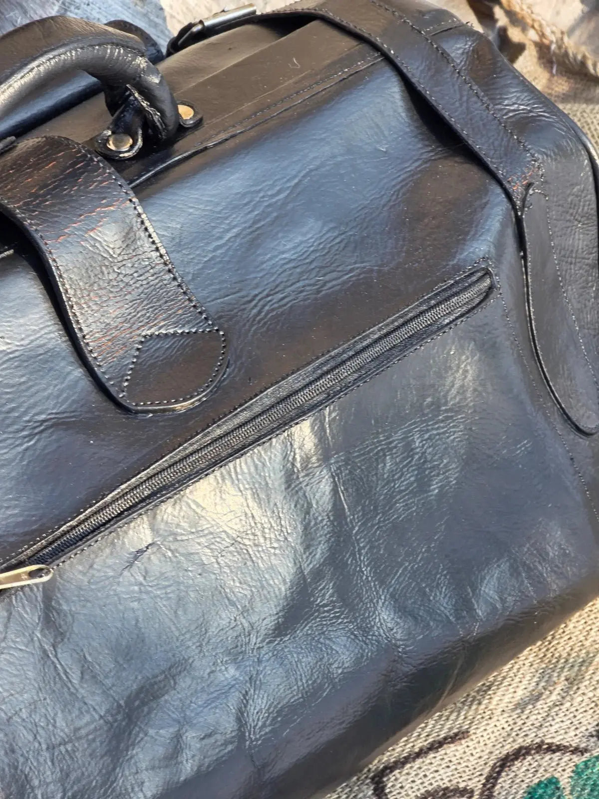 Torba Podróżna Vintage Lata 1960/1970 – Gruba Skóra Naturalna | Stan Idealny | Po Pełnej Renowacji Koloru - karenlike.com