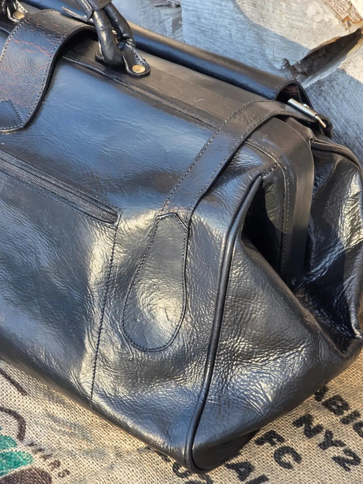 Torba Podróżna Vintage Lata 1960/1970 – Gruba Skóra Naturalna | Stan Idealny | Po Pełnej Renowacji Koloru - karenlike.com