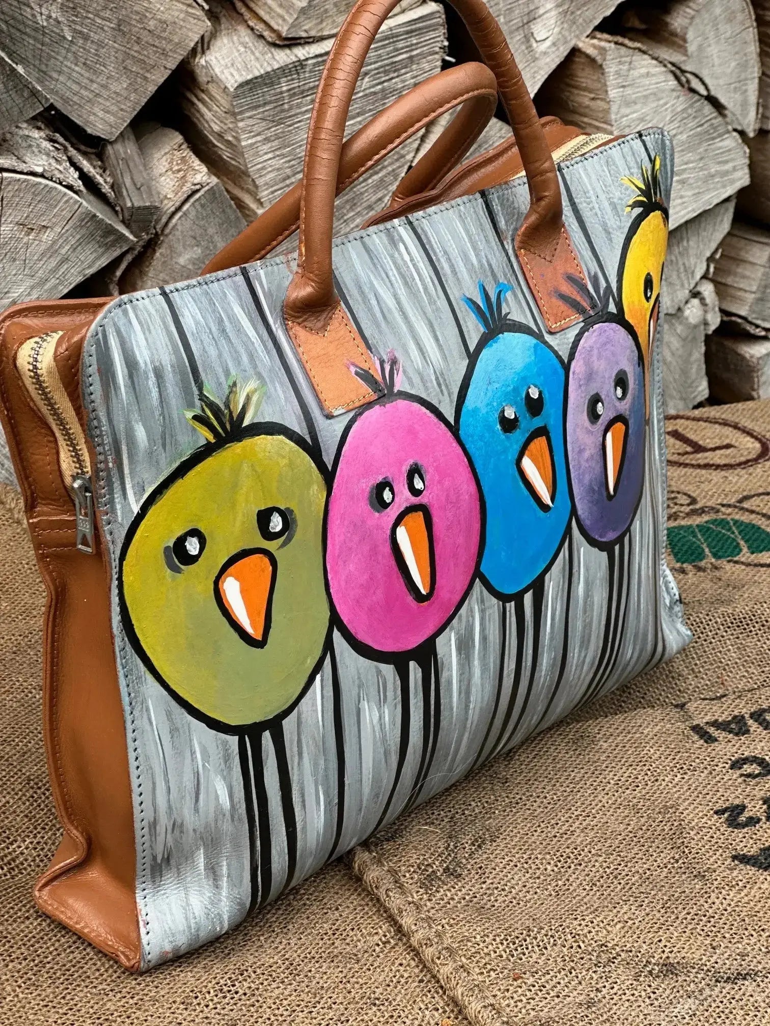 Torba Teczka na Laptopa A4 Dokumenty Ręcznie Malowana Hand Made - karenlike.com