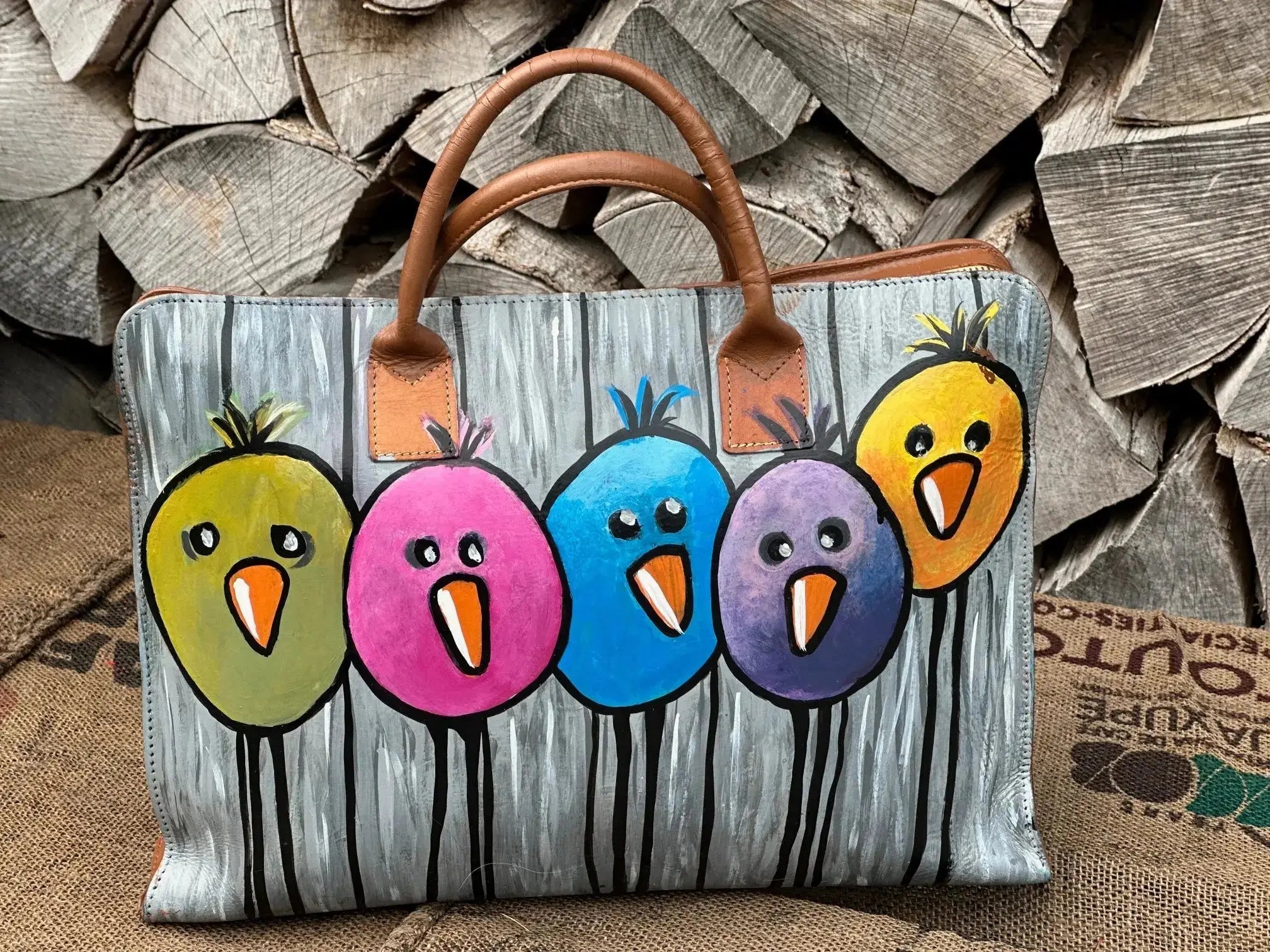 Torba Teczka na Laptopa A4 Dokumenty Ręcznie Malowana Hand Made - karenlike.com