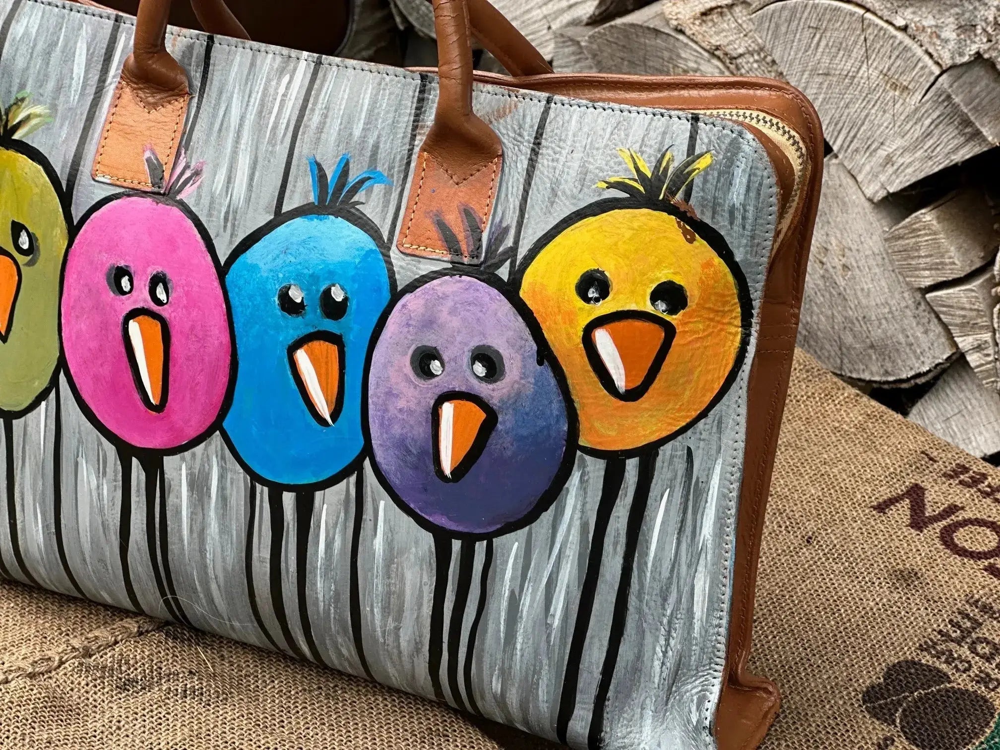Torba Teczka na Laptopa A4 Dokumenty Ręcznie Malowana Hand Made - karenlike.com