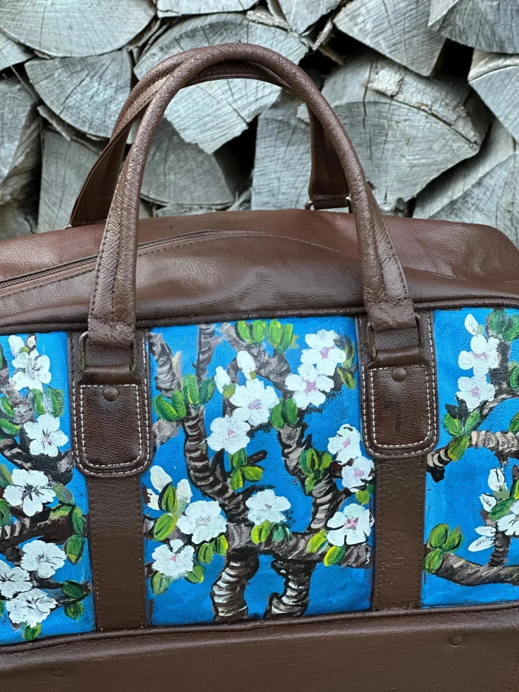 Torba Weekender Ręcznie Malowana – Skórzana 100% Oryginał | Stan Idealny Po Dwustronnej Renowacji Koloru - karenlike.com