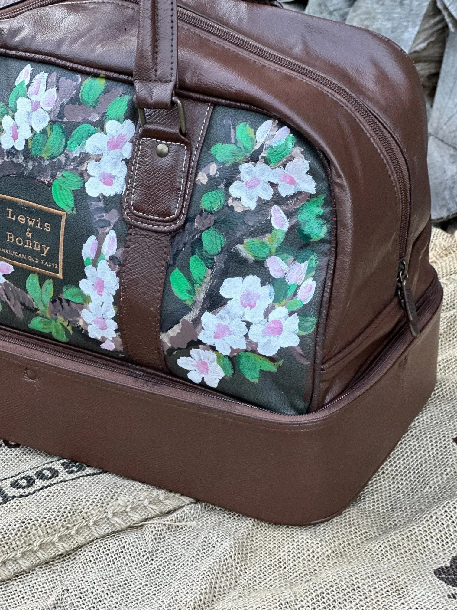 Torba Weekender Ręcznie Malowana – Skórzana 100% Oryginał | Stan Idealny Po Dwustronnej Renowacji Koloru - karenlike.com