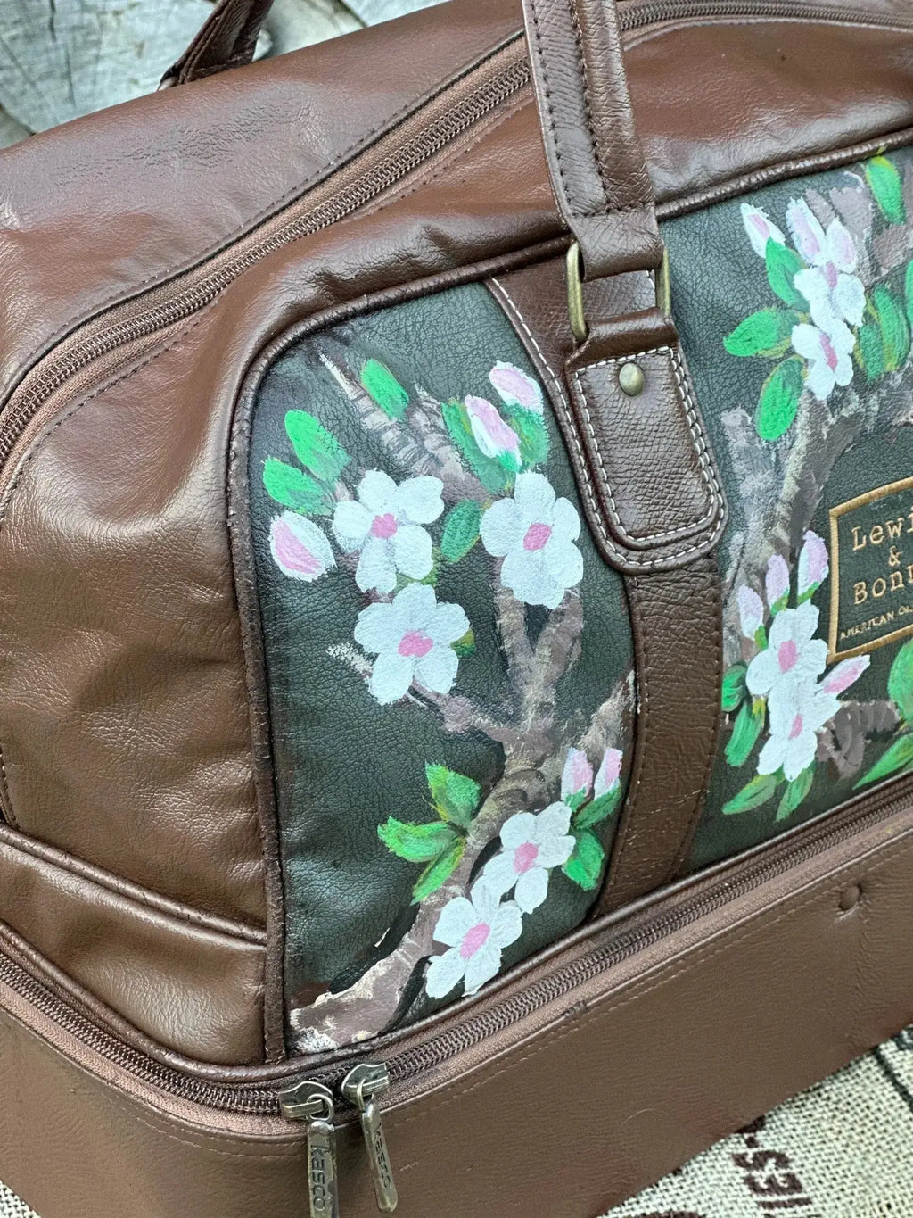 Torba Weekender Ręcznie Malowana – Skórzana 100% Oryginał | Stan Idealny Po Dwustronnej Renowacji Koloru - karenlike.com