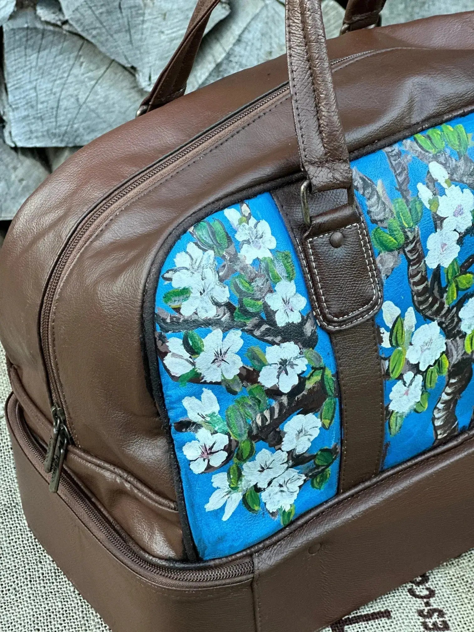 Torba Weekender Ręcznie Malowana – Skórzana 100% Oryginał | Stan Idealny Po Dwustronnej Renowacji Koloru - karenlike.com