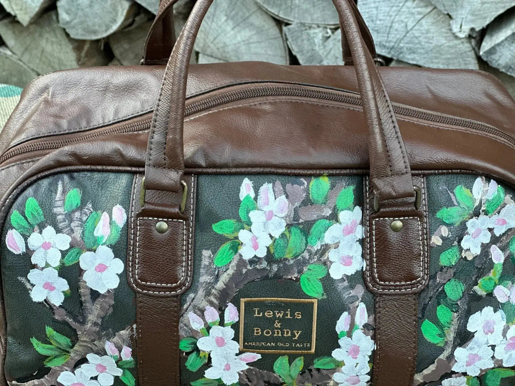 Torba Weekender Ręcznie Malowana – Skórzana 100% Oryginał | Stan Idealny Po Dwustronnej Renowacji Koloru - karenlike.com