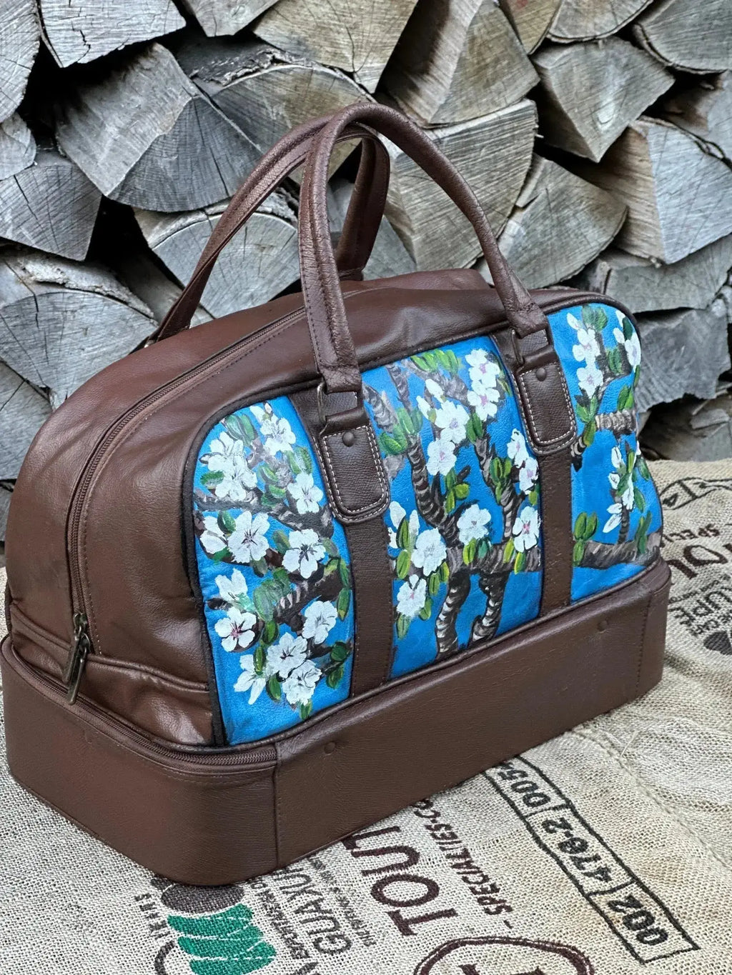 Torba Weekender Ręcznie Malowana – Skórzana 100% Oryginał | Stan Idealny Po Dwustronnej Renowacji Koloru - karenlike.com