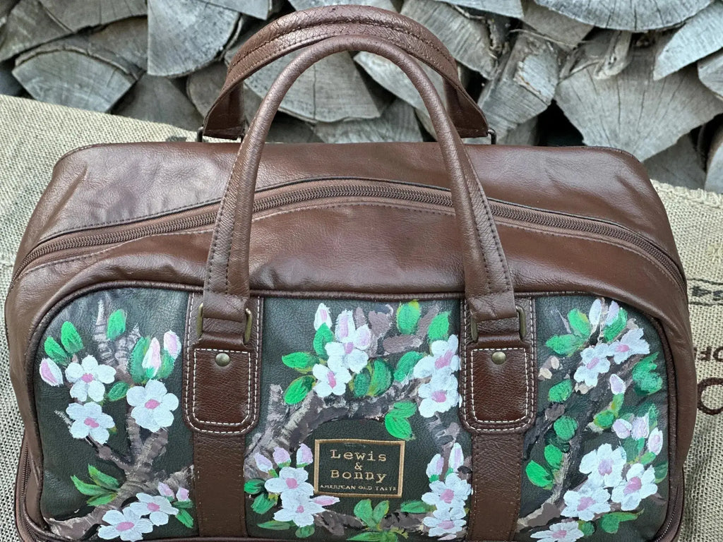 Torba Weekender Ręcznie Malowana – Skórzana 100% Oryginał | Stan Idealny Po Dwustronnej Renowacji Koloru - karenlike.com