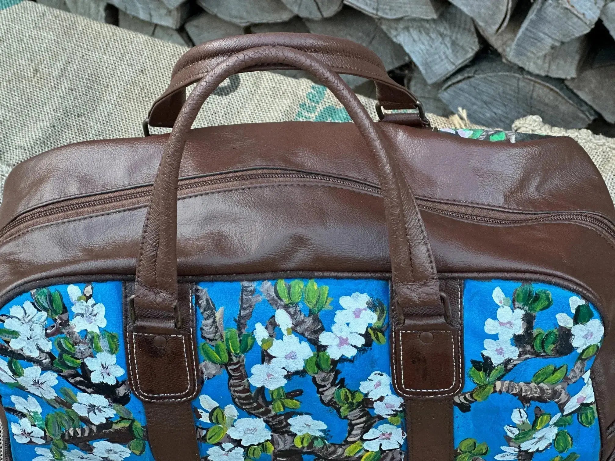 Torba Weekender Ręcznie Malowana – Skórzana 100% Oryginał | Stan Idealny Po Dwustronnej Renowacji Koloru - karenlike.com