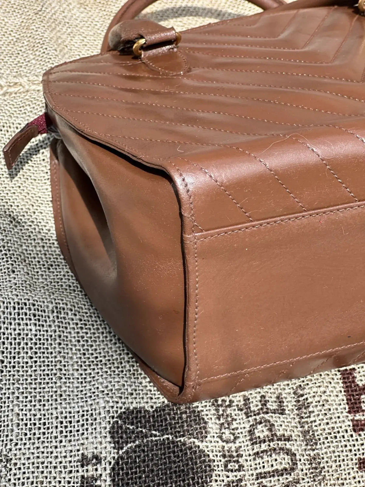 Torebka Kuferek Coccinelle Vintage 1980 – Skórzana 100% Oryginał | Stan Idealny Po Renowacji Koloru - karenlike.com