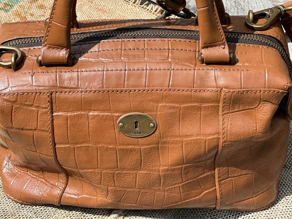 Torebka kuferek Fossil Vintage – na ramię lub do ręki | stan idealny | 100% skóra naturalna | Autentyczna - karenlike.com