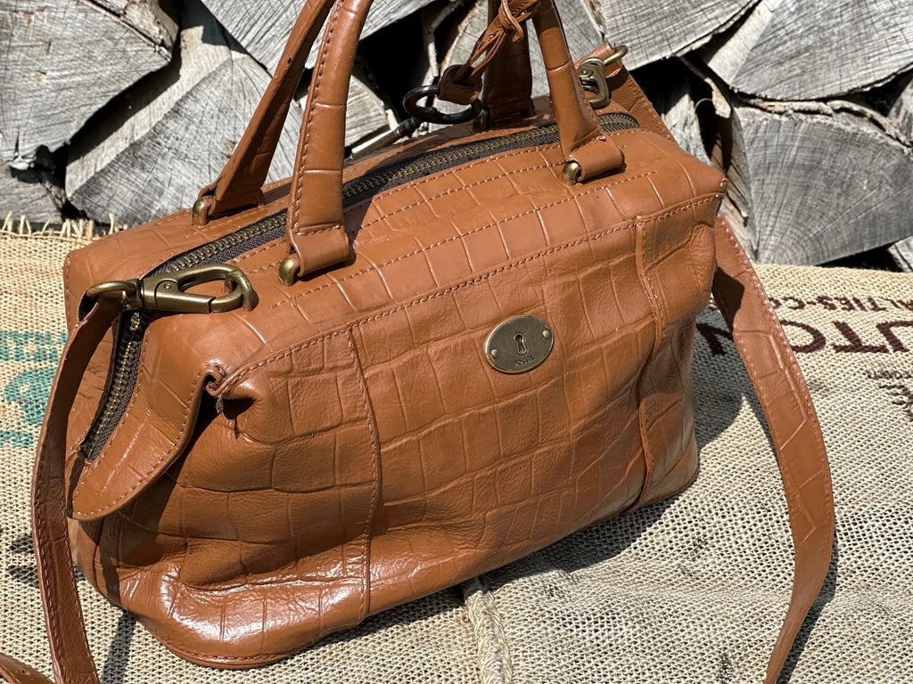 Torebka kuferek Fossil Vintage – na ramię lub do ręki | stan idealny | 100% skóra naturalna | Autentyczna - karenlike.com