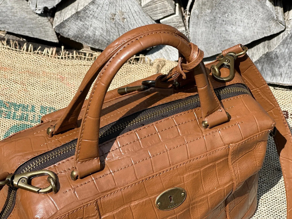 Torebka kuferek Fossil Vintage – na ramię lub do ręki | stan idealny | 100% skóra naturalna | Autentyczna - karenlike.com