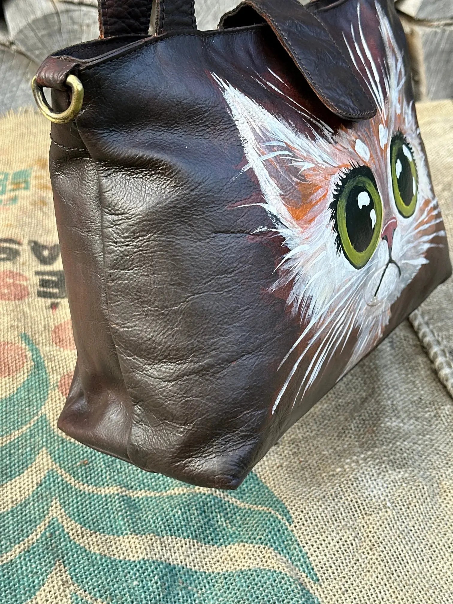 Torebka ręcznie malowana – stan idealny | 100% skóra naturalna | Autentyczna - karenlike.com