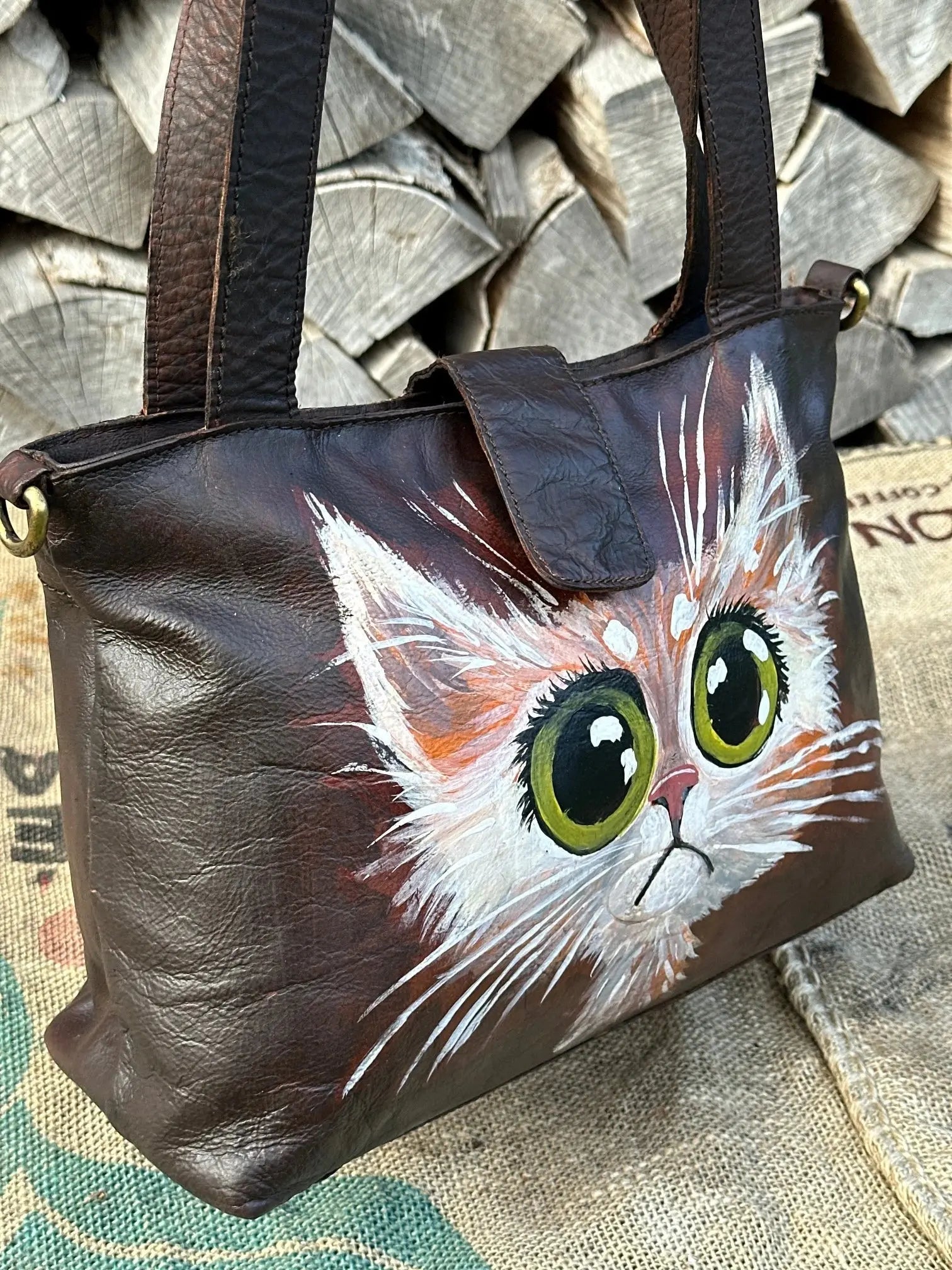 Torebka ręcznie malowana – stan idealny | 100% skóra naturalna | Autentyczna - karenlike.com