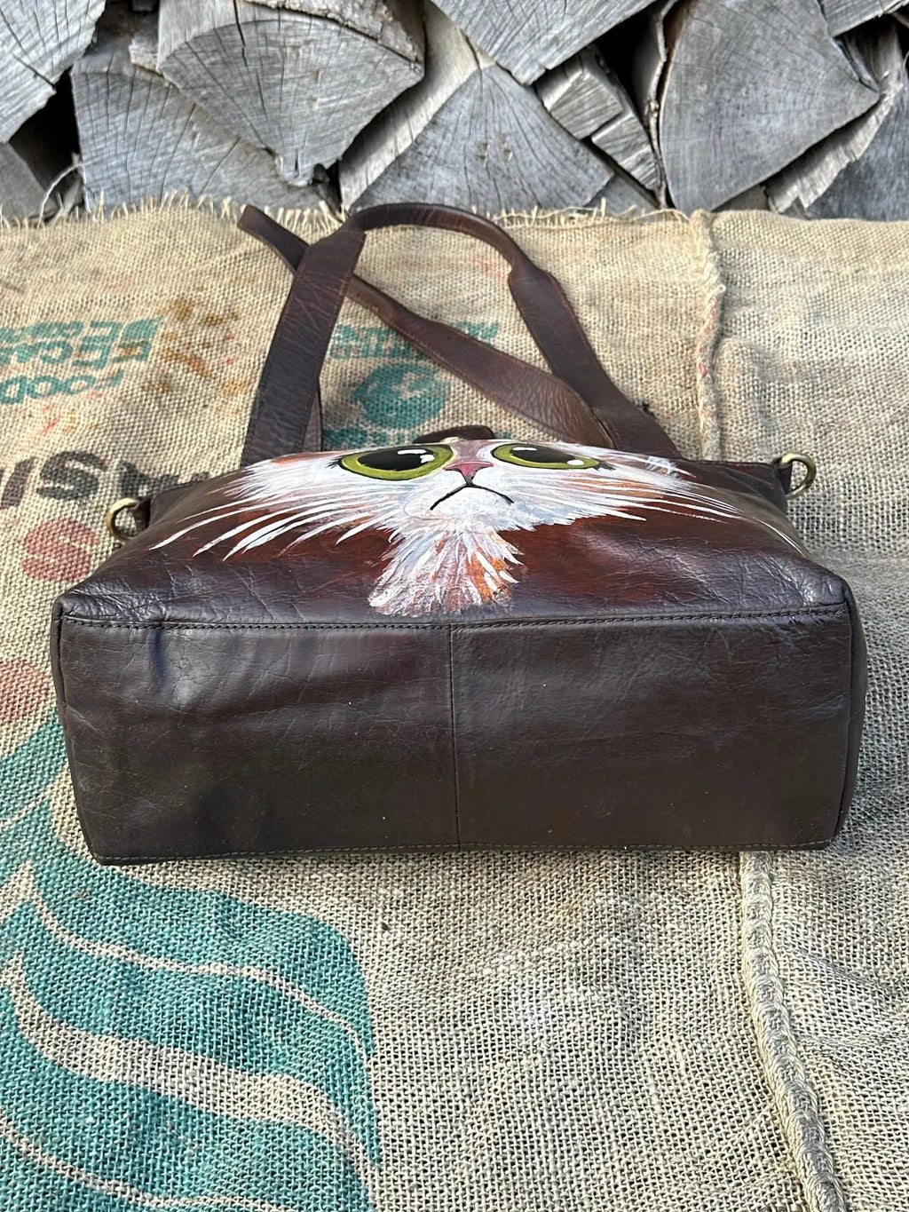 Torebka ręcznie malowana – stan idealny | 100% skóra naturalna | Autentyczna - karenlike.com