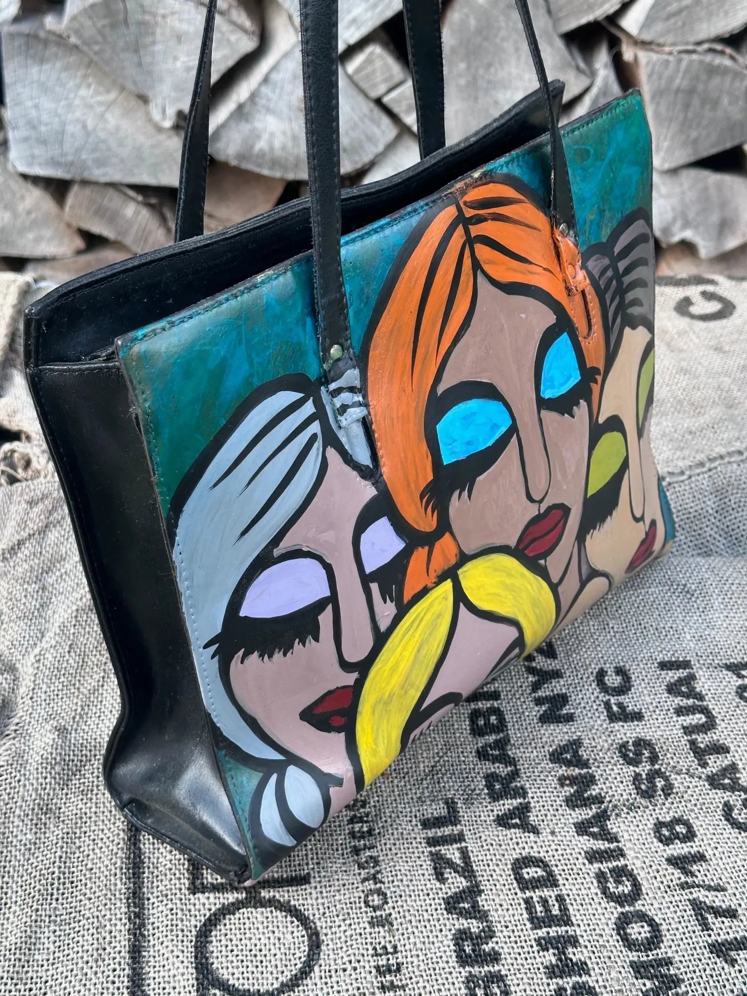 Torebka Vintage – ręcznie malowana | stan idealny | 100% skóra naturalna - karenlike.com