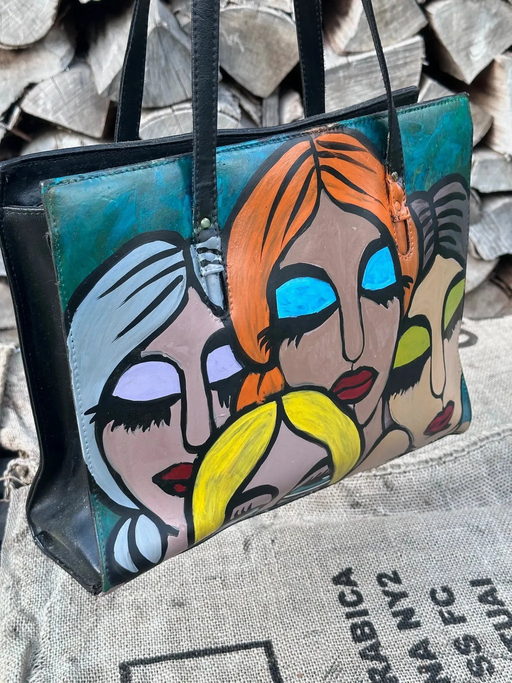 Torebka Vintage – ręcznie malowana | stan idealny | 100% skóra naturalna - karenlike.com